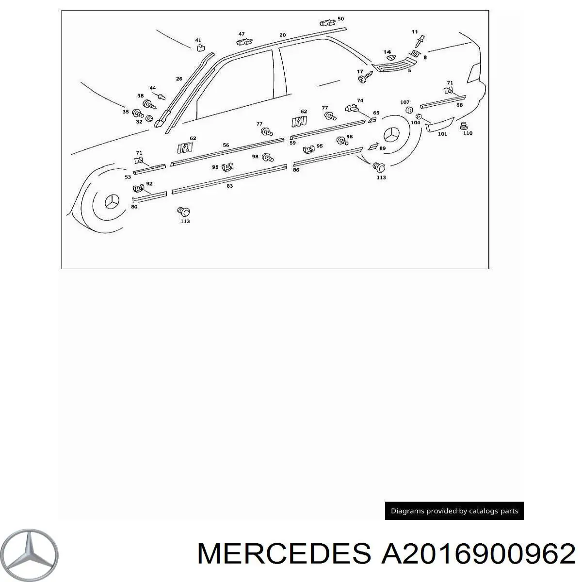 Молдинг заднього лівого крила Mercedes A2016900962 ціна, від  USD