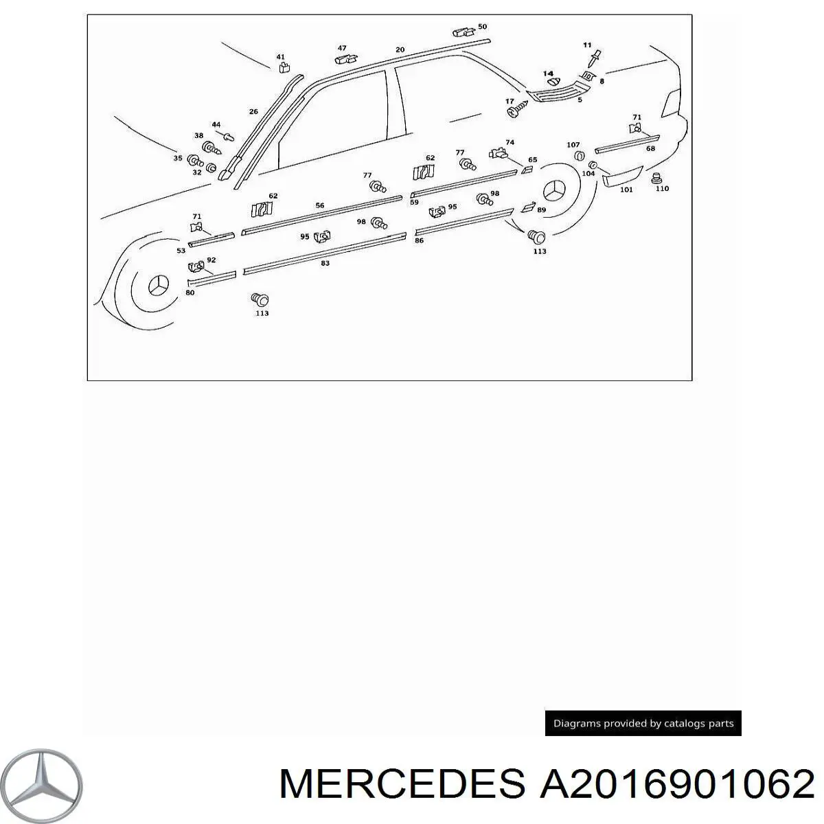 Молдинг заднього правого крила Mercedes A2016901062 ціна, від  USD