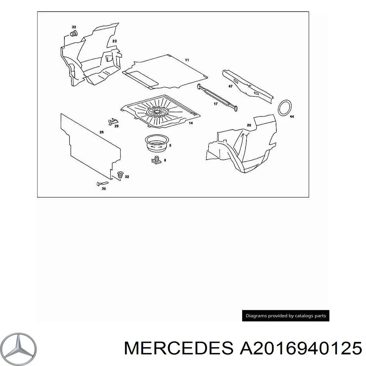 Облицювання багажного відсіку, переднє Mercedes A2016940125 ціна, від  USD