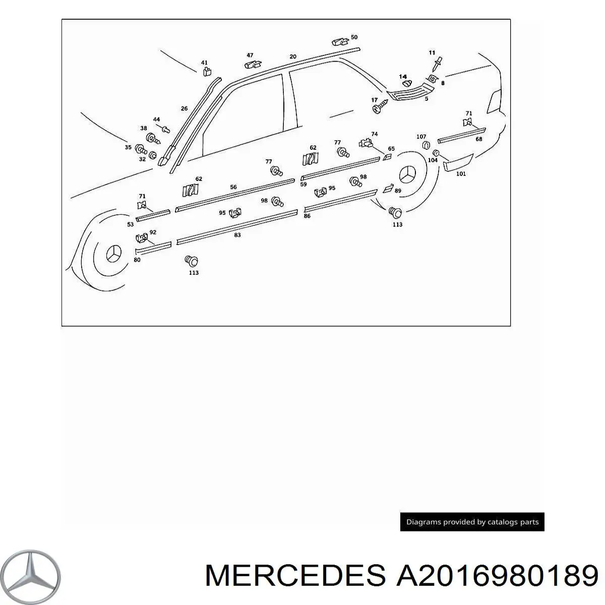 Накладка заднього лівого крила Mercedes A2016980189 ціна, від 3.72 USD