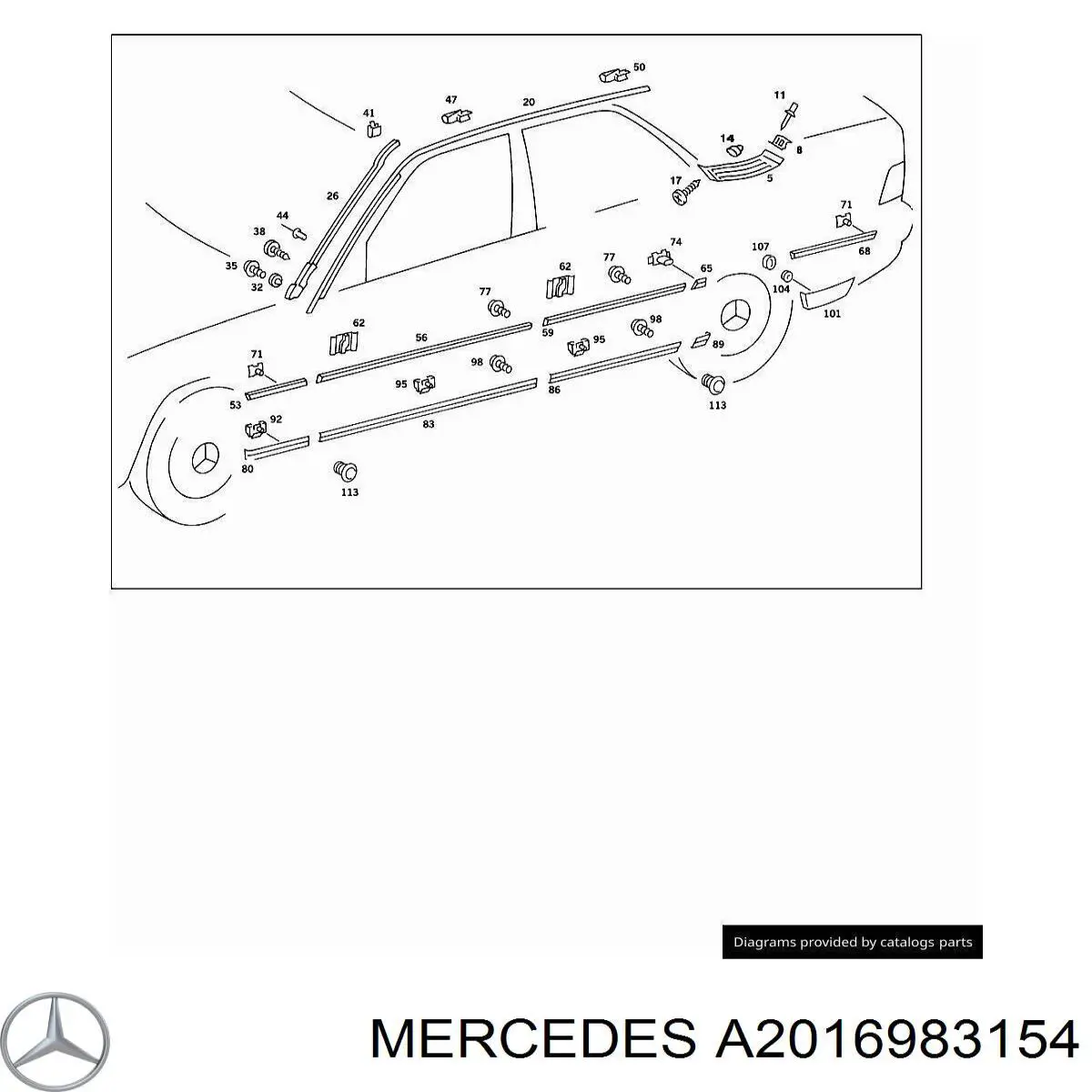 A2016983154 Mercedes Молдинг заднього лівого крила
