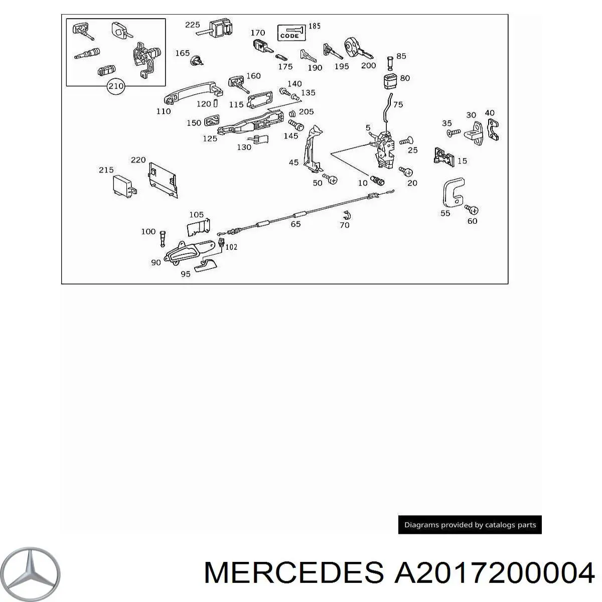 Купити A2017200004 Mercedes Петля-зачіп (відповідна частина) замка двері передньої