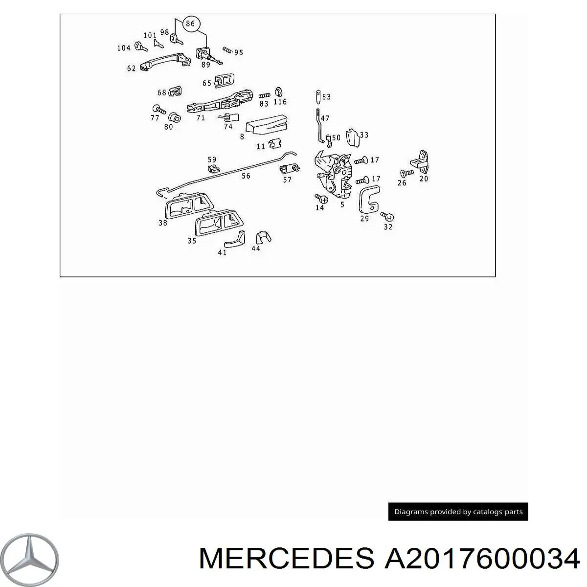 A2017600034 Mercedes Тримач зовнішньої ручки дверей, лівих дверей