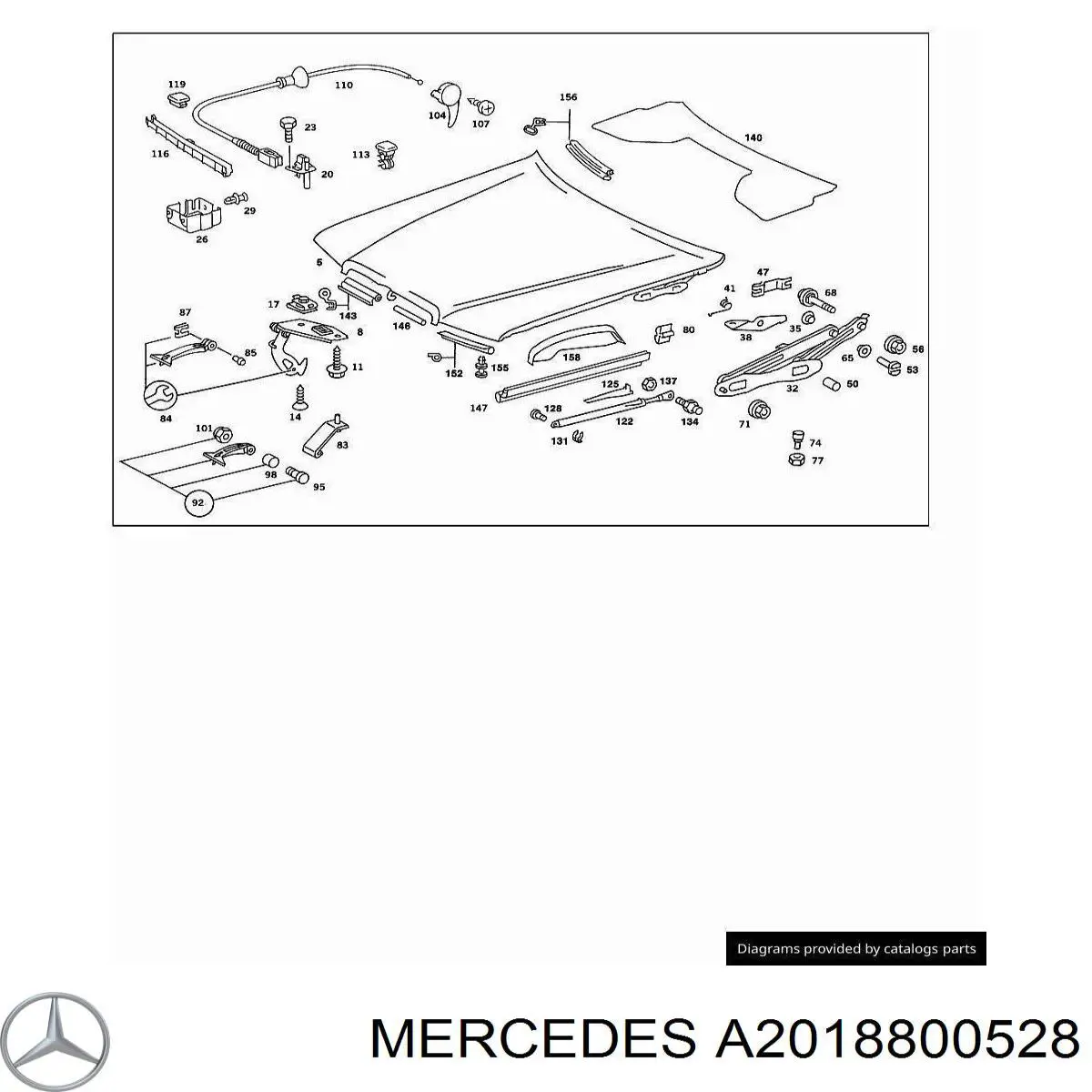 A2018800528 Mercedes петля капота, ліва