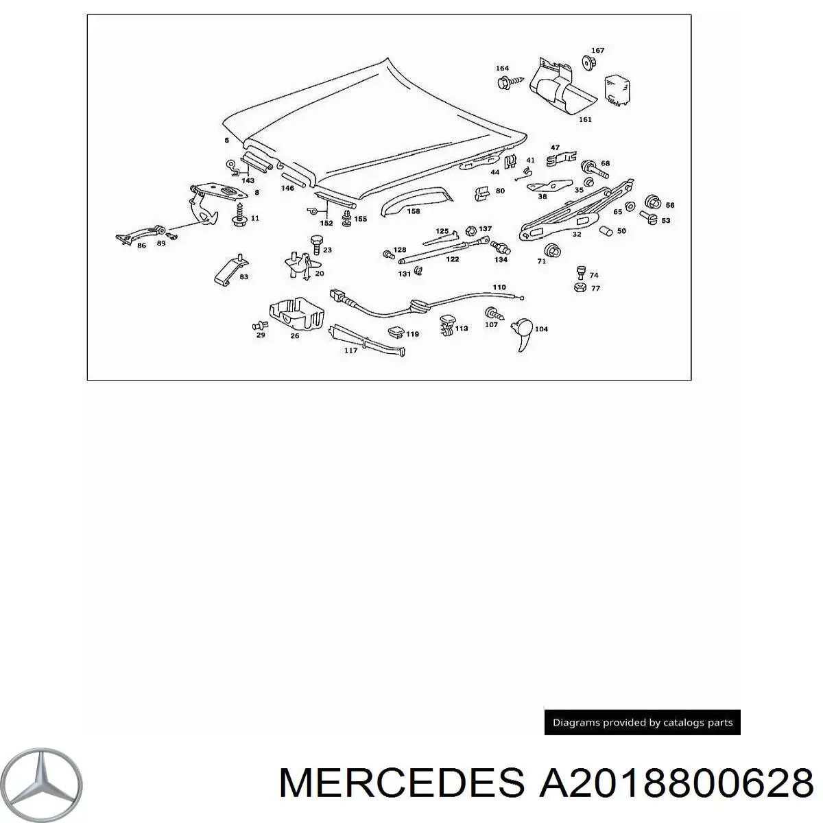 Петля капота, права на Mercedes C-Class (W201)