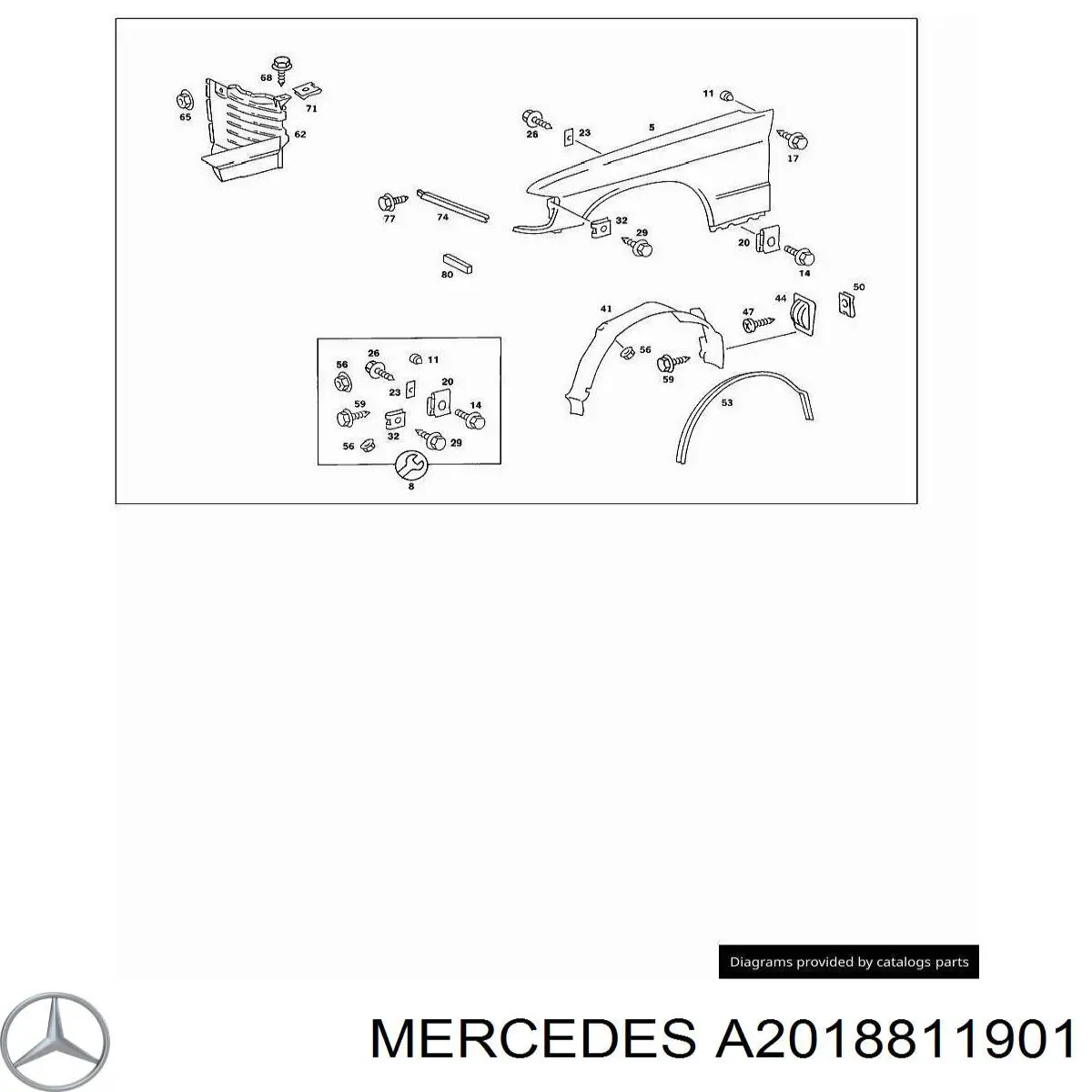 Ліве переднє крило Mercedes A2018811901 ціна, від 63.54 USD