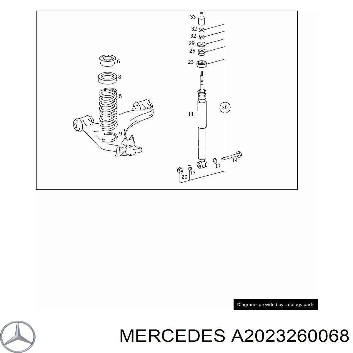 Купити A2023260068 Mercedes Буфер-відбійник амортизатора заднього