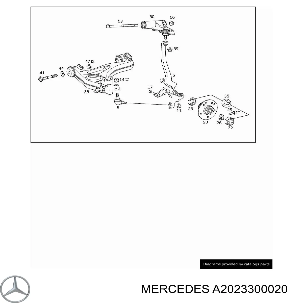 Цапфа - поворотный кулак передний, левый на Mercedes CLK-Class C208