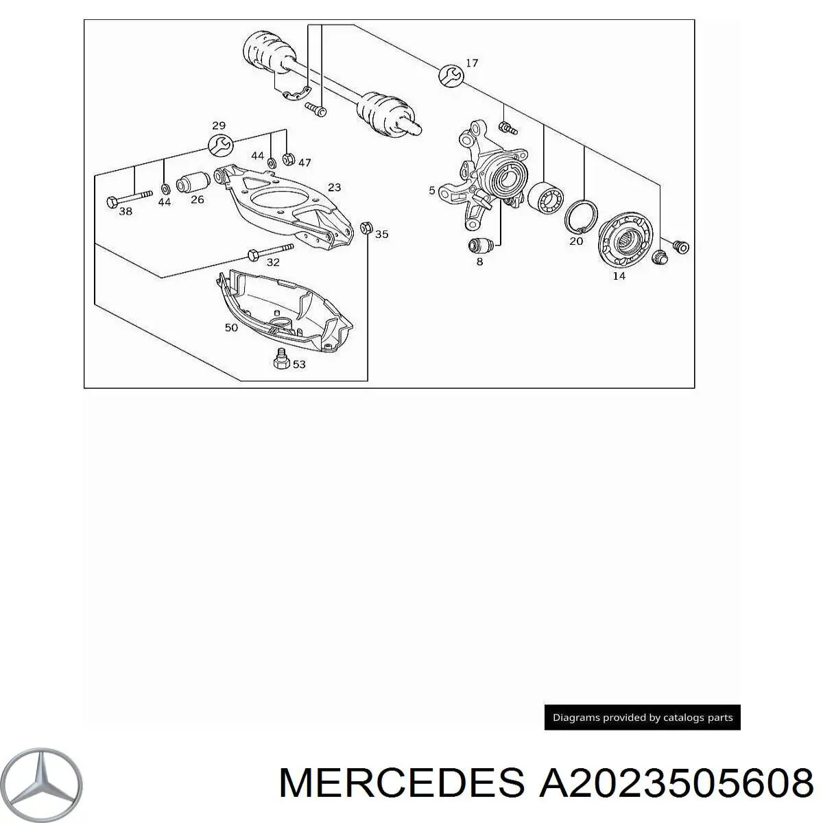 A2023505608 Mercedes цапфа - поворотний кулак задній, лівий
