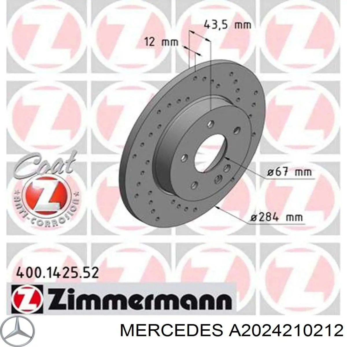 Диск переднього гальма Mercedes A2024210212 ціна, від 24.96 USD