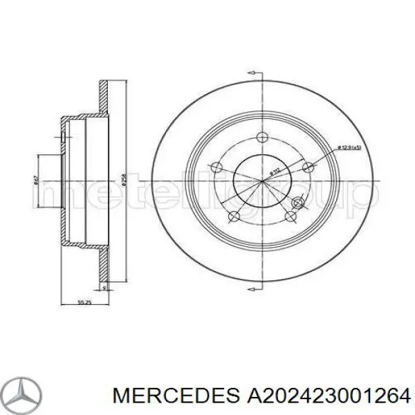 Диск гальмівний задній Mercedes A202423001264