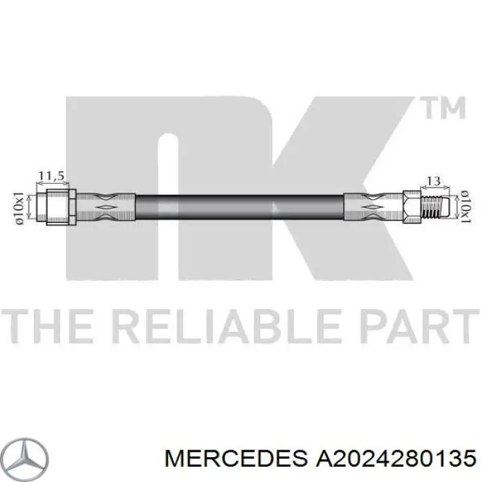 Купити A2024280135 Mercedes Гальмівні шланги передні
