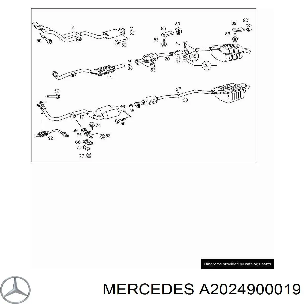 Купити A2024900019 Mercedes Труба приймальна (штани) глушника, передня