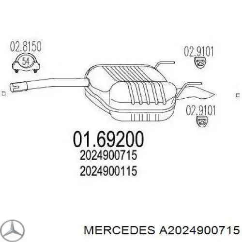 Купити A2024900715 Mercedes Глушник вихлопних газів кінцевий
