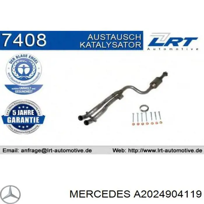Конвертор-каталізатор (каталітичний нейтралізатор) Mercedes A2024904119 ціна, від 259.55 USD