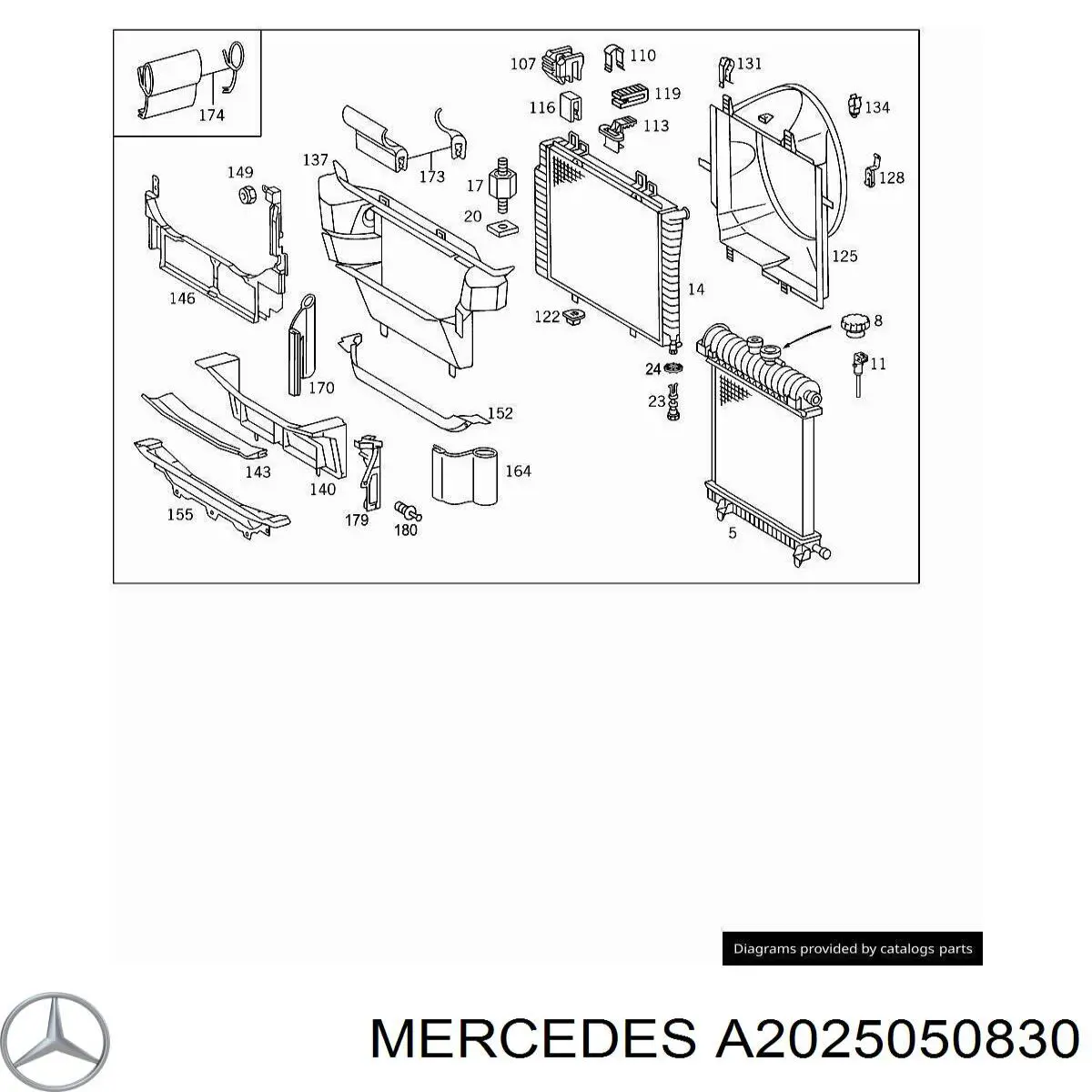 Повітроводи системи охолодження двигуна Mercedes A2025050830 ціна, від 19.00 USD