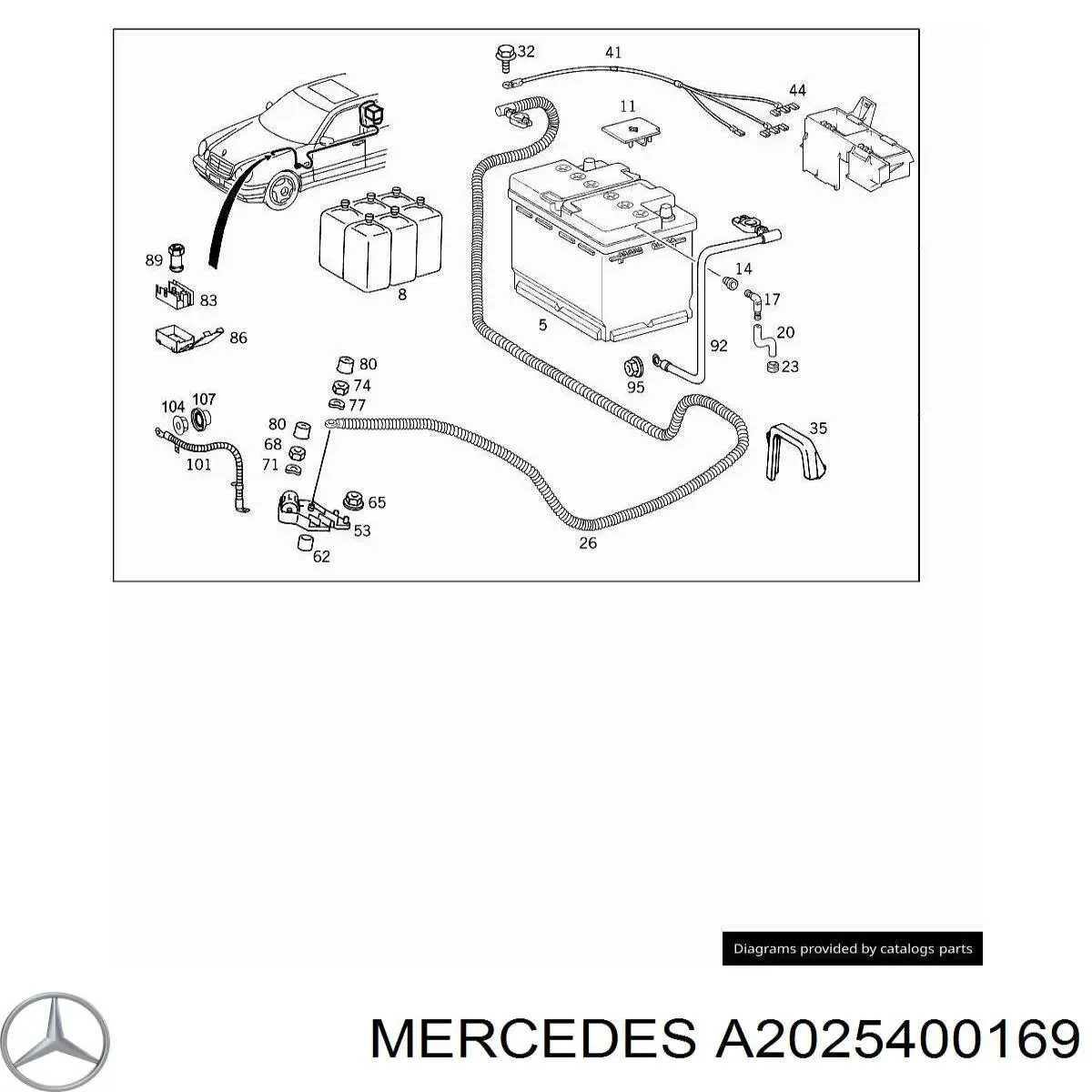 Колодка сполучна плюсового кабелю на Mercedes C (W202)