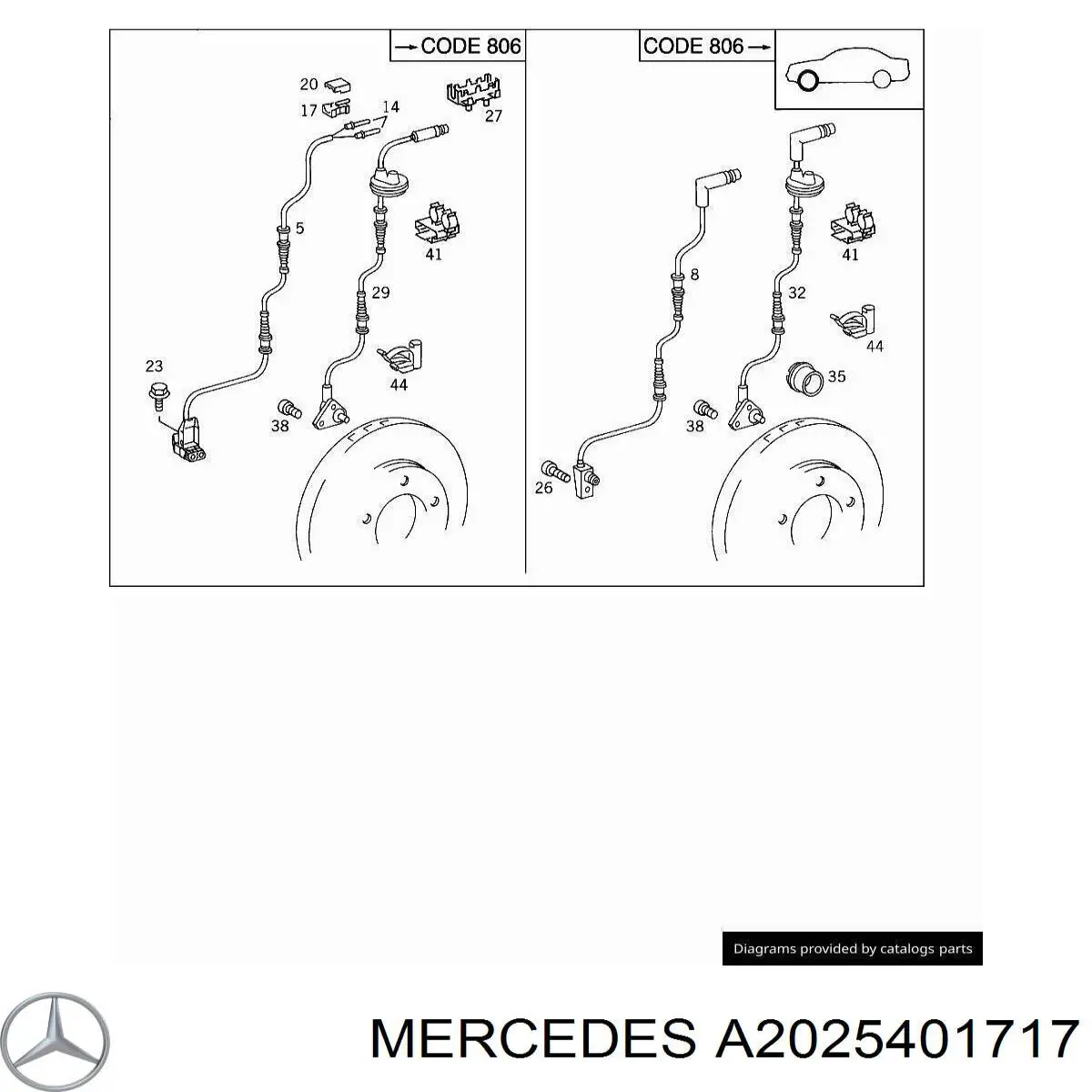 Датчик АБС (ABS) передній, лівий Mercedes A2025401717 ціна, від 10.13 USD