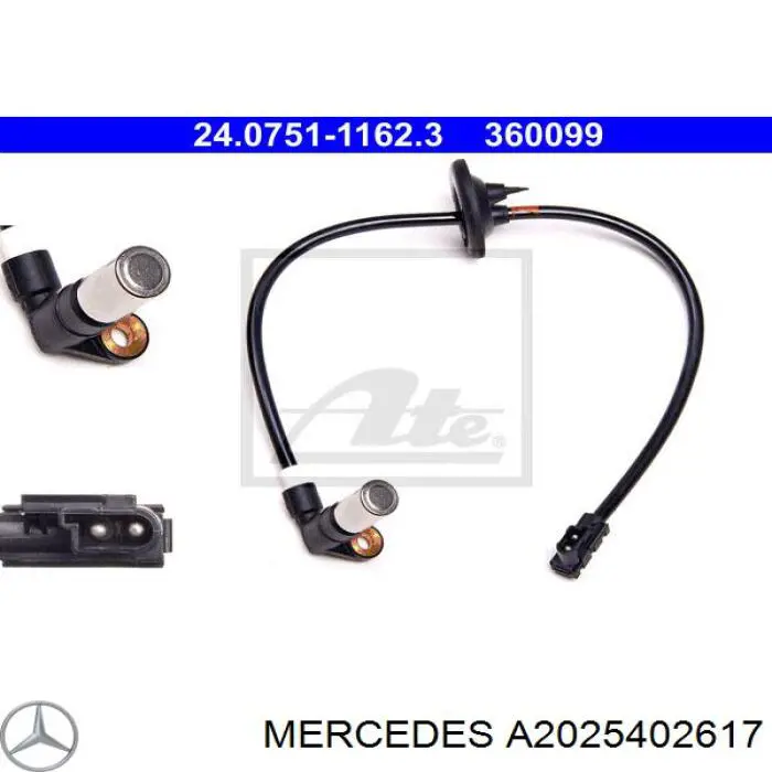 Датчик АБС (ABS) задній Mercedes A2025402617 ціна, від 22.97 USD