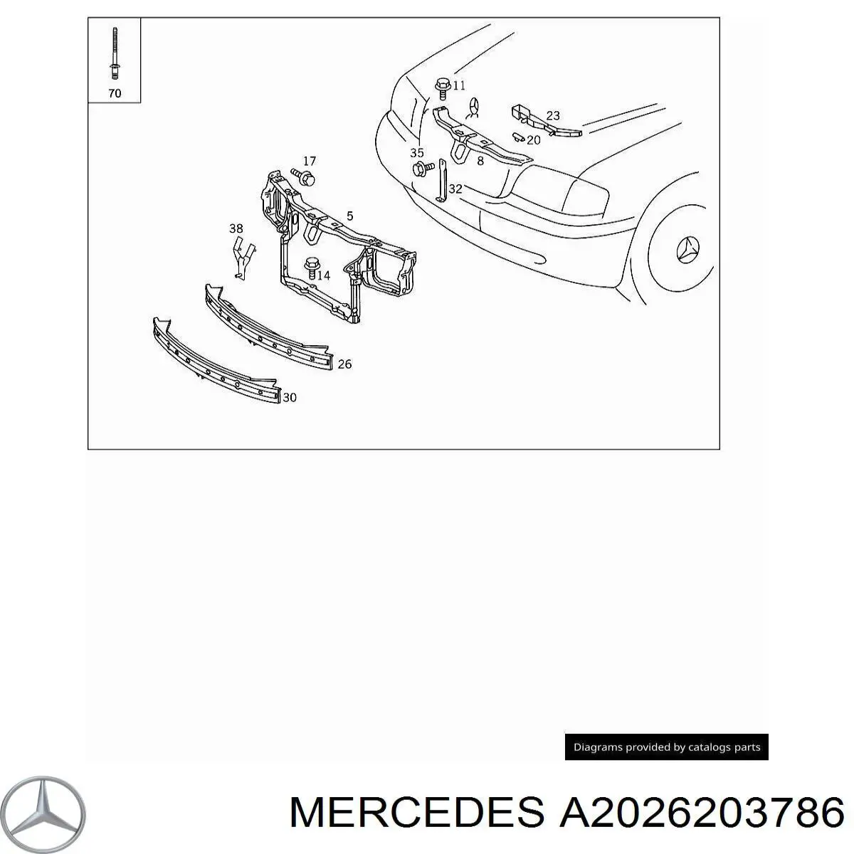 Шина бампера переднього Mercedes A2026203786 ціна, від 42.91 USD