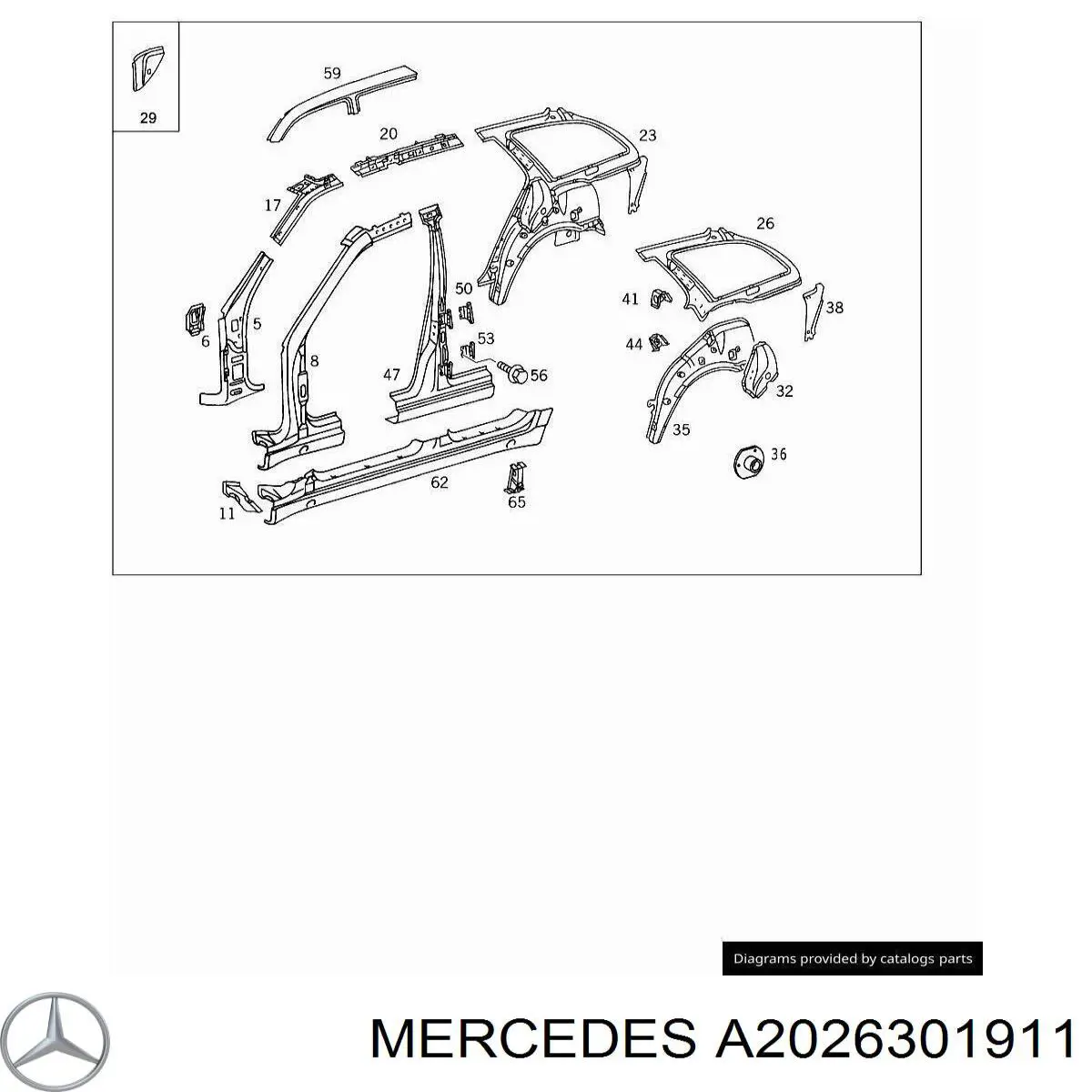 Стійка центральна, ліва Mercedes A2026301111 ціна, від 676.42 USD