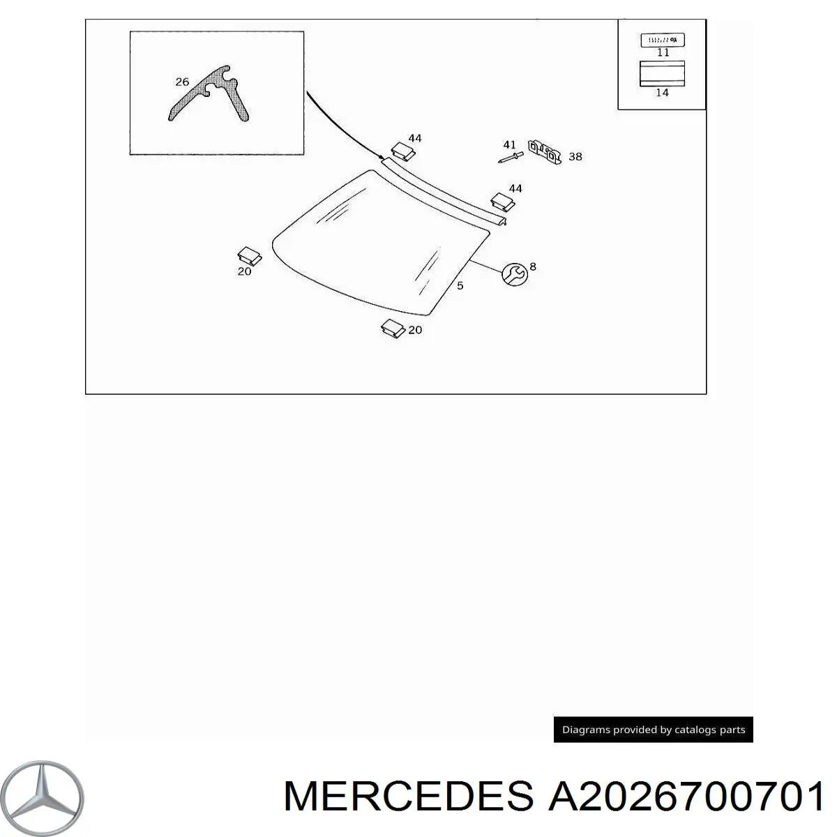 A2026700701 Mercedes скло лобове
