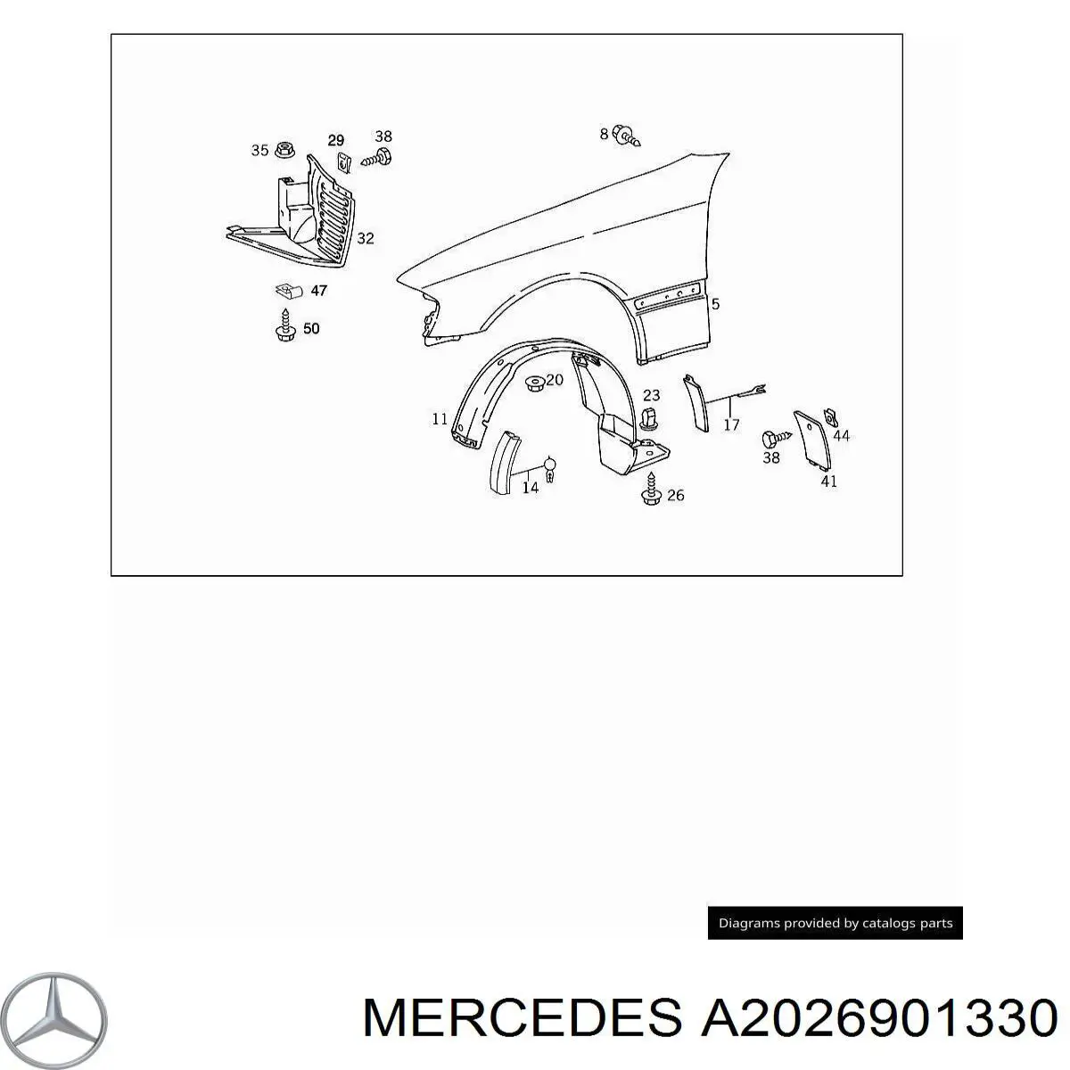 2026901330 Mercedes підкрилок переднього крила, лівий