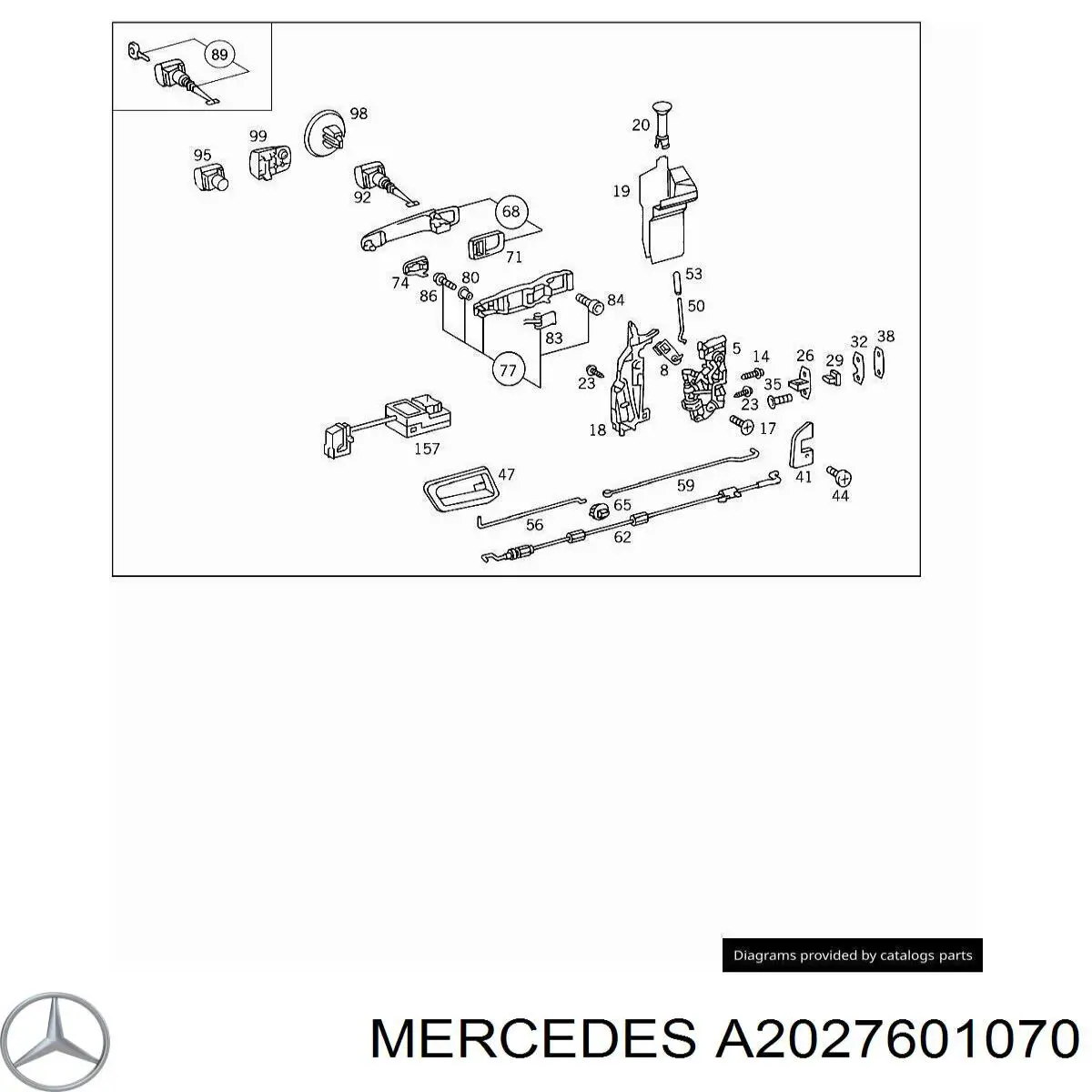 Ручка передньої двері зовнішня права на Mercedes C-Class (S202)