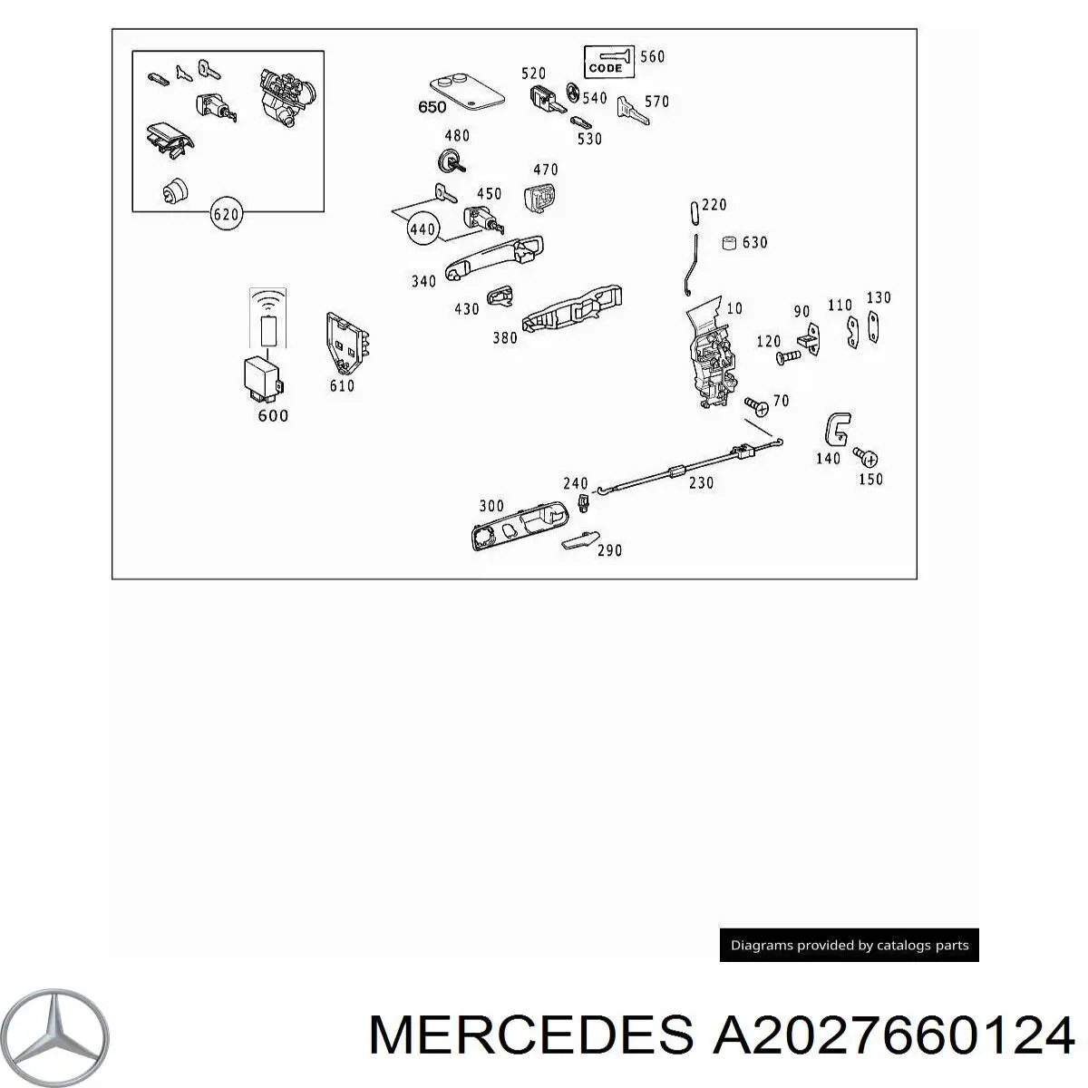 Дверна ручка внутрішня ліва передня/задня Mercedes A2027660124 ціна, від 3.50 USD