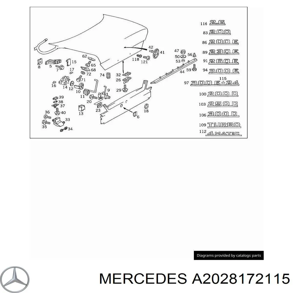 Емблема на кришку багажника, фірм.значок Mercedes A2028172115 ціна, від 19.00 USD