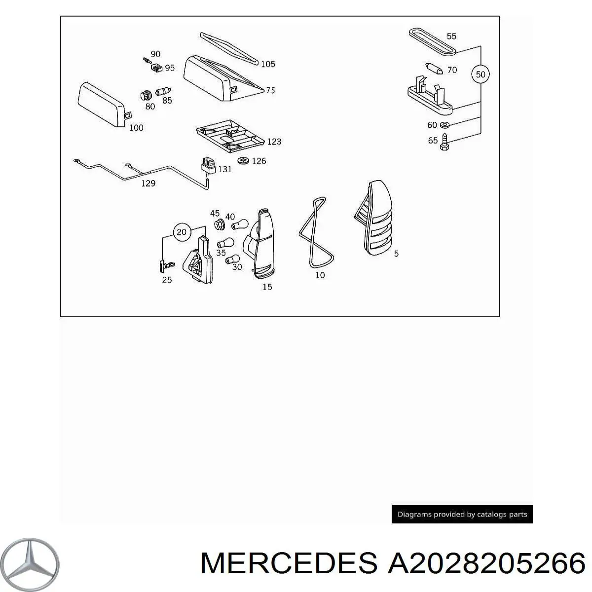 2028203828 Mercedes скло заднього ліхтаря, правого