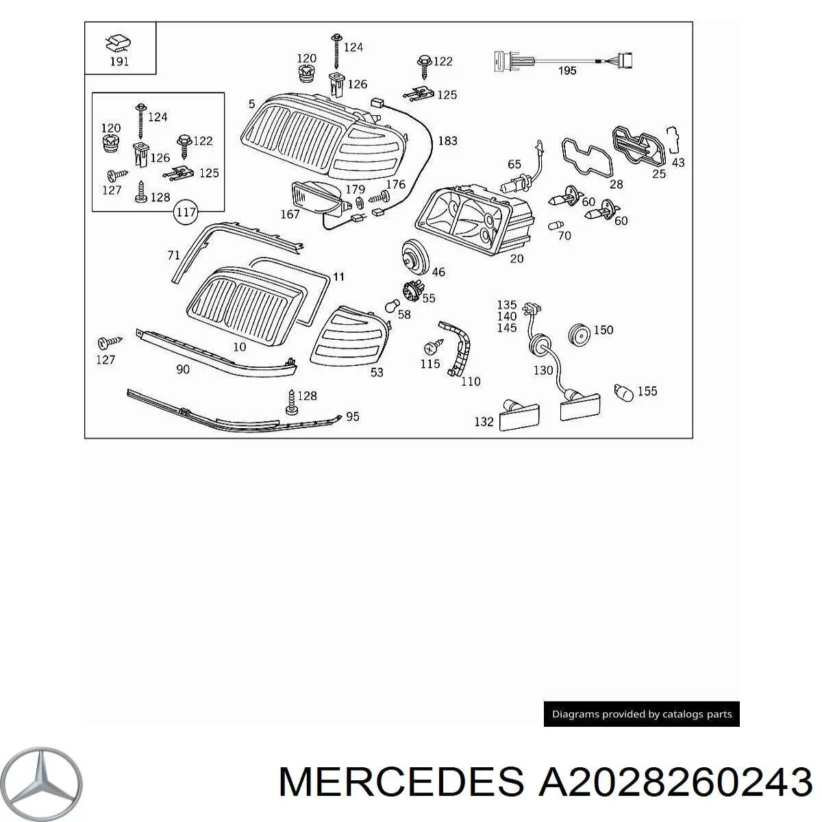Правий покажчик повороту - лампа Mercedes A2028260243 ціна, від 8.50 USD