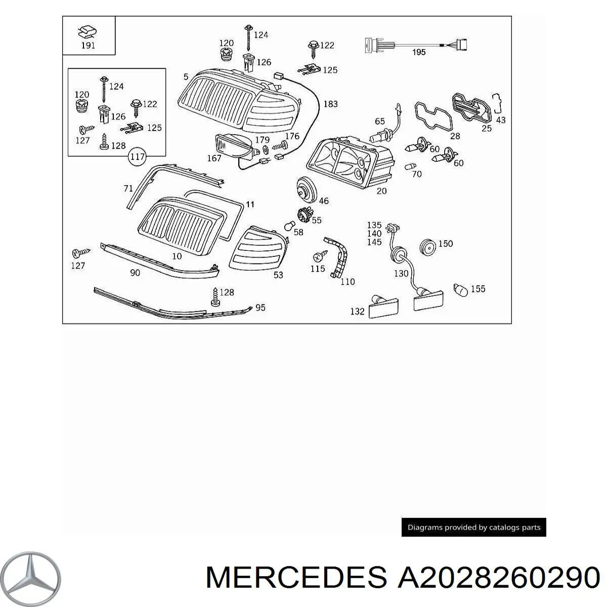 Скло фари правої Mercedes A2028260290 ціна, від 14.46 USD