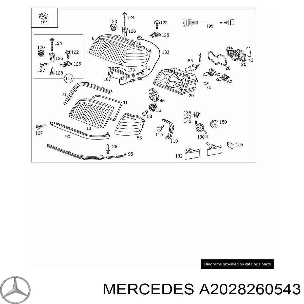 Купити A2028260143 Mercedes Лівий ліхтар покажчика повороту