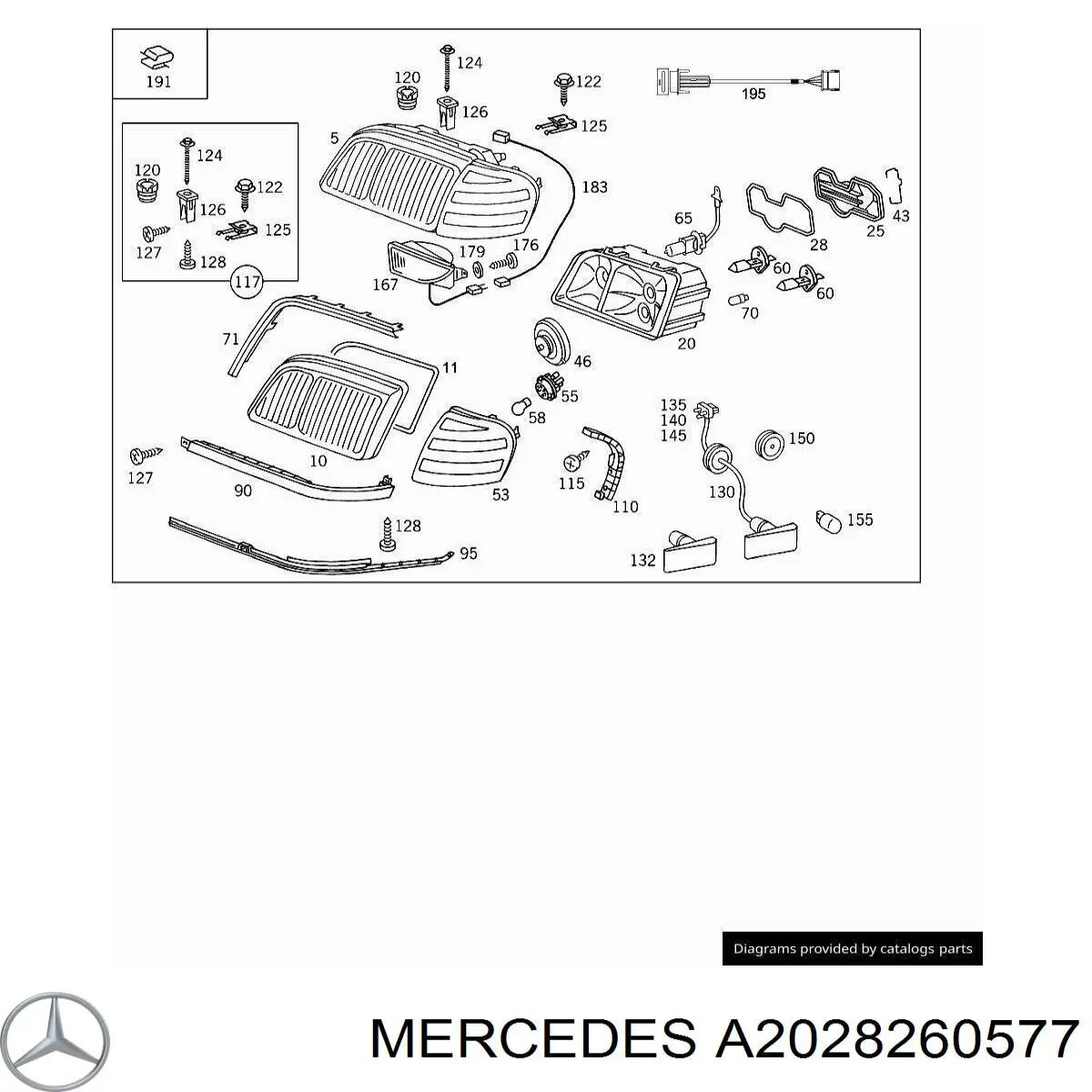 Вія (накладка) лівої фари Mercedes A2028260577 ціна, від 6.85 USD