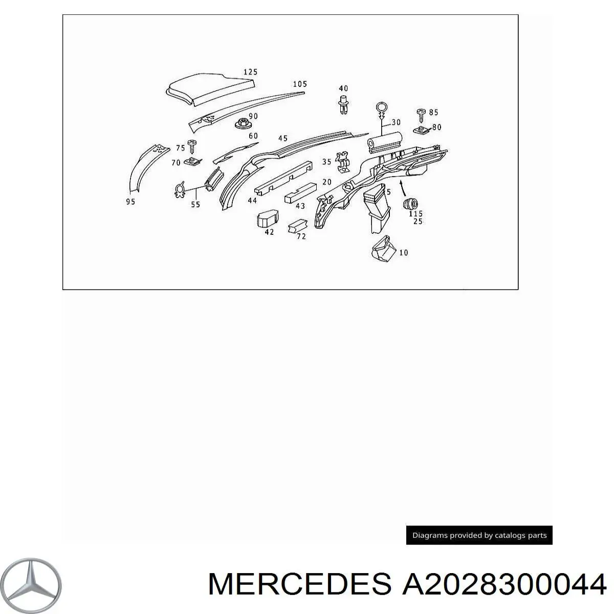Купити A2028300044 Mercedes Водостік лобового скла, жабо