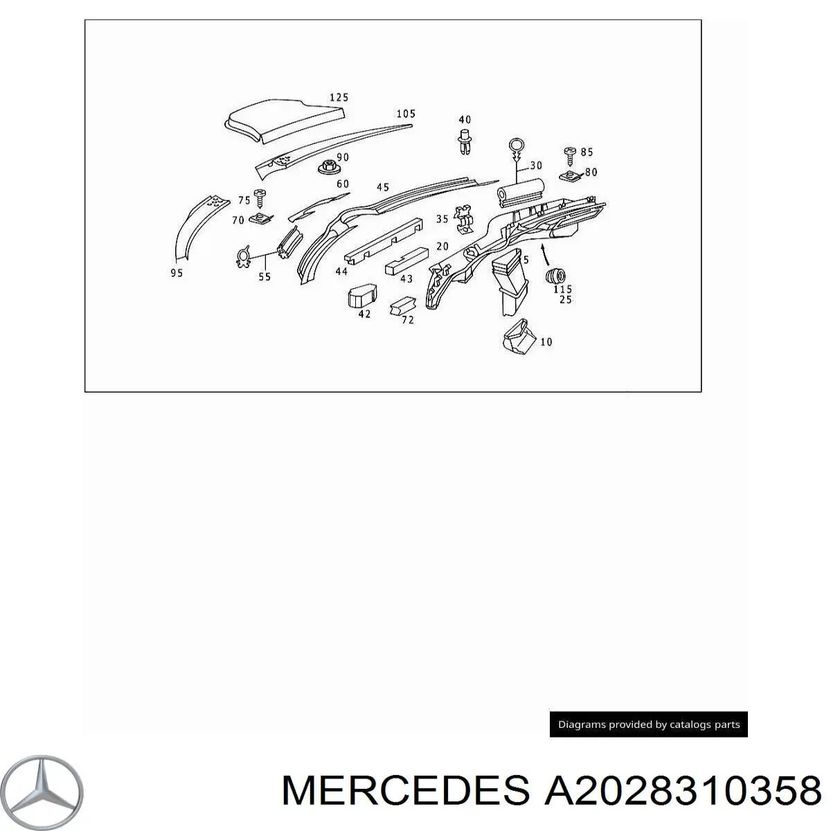 A2028310358 Mercedes Водостік лобового скла, жабо