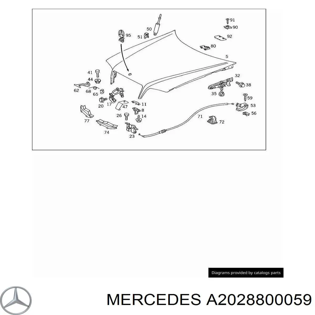Трос відкриття капота Mercedes A2028800059 ціна, від 22.81 USD