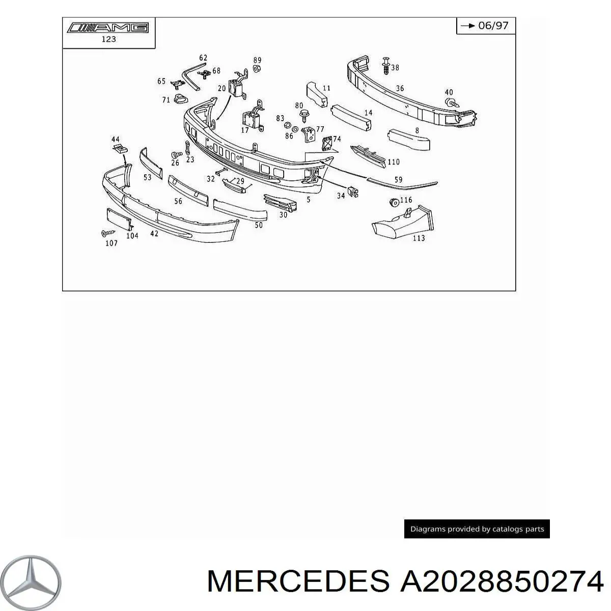 A2028850274 Mercedes Молдинг переднього бампера, правий