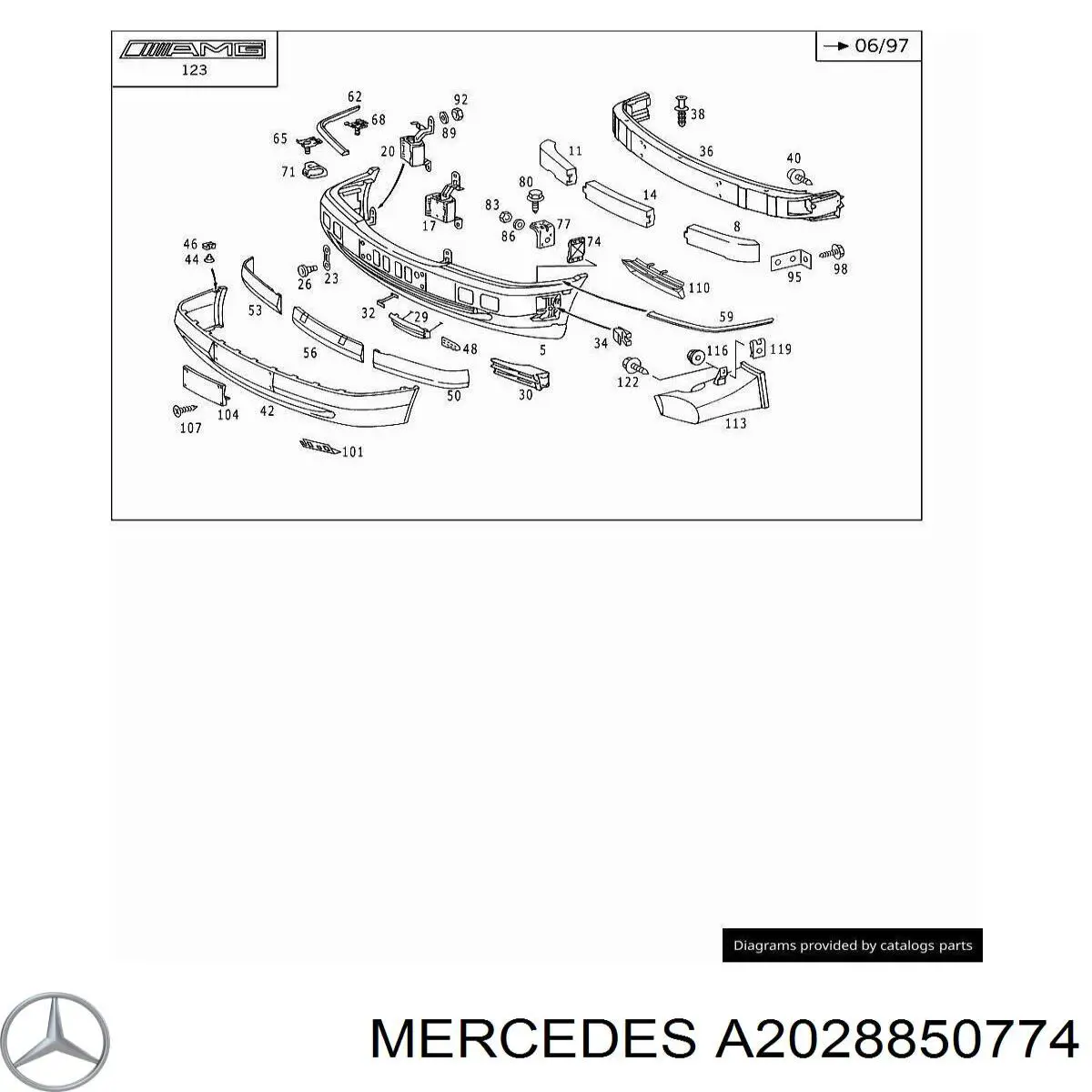 Молдинг переднього бампера, лівий Mercedes A2028850774 ціна, від 26.04 USD