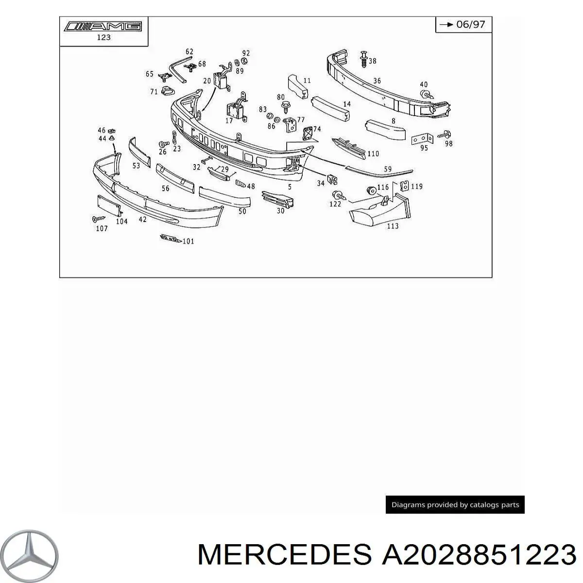 Купити A2028851223 Mercedes Решітка переднього бампера, права