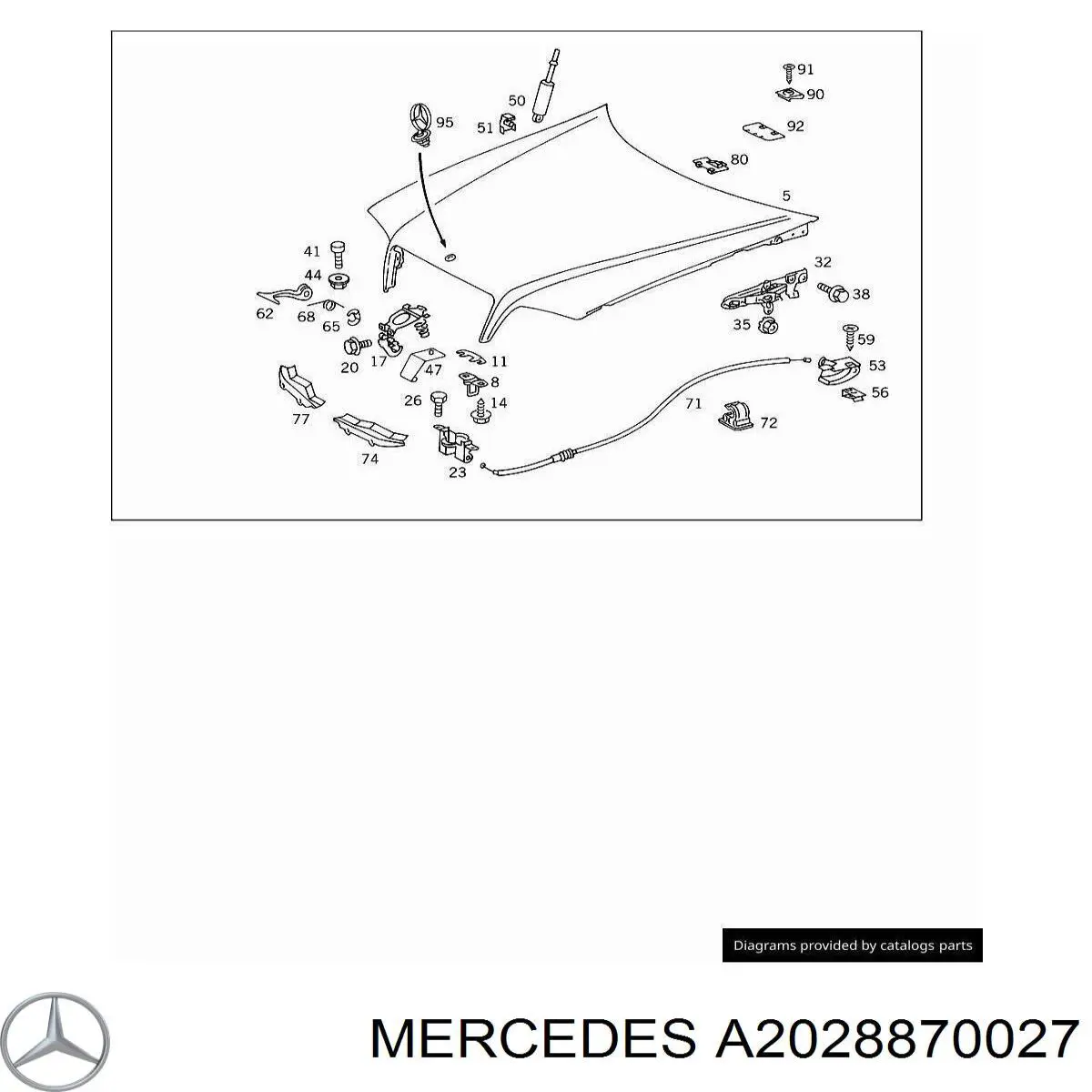 Язичок відкривання капота A2028870027 Mercedes