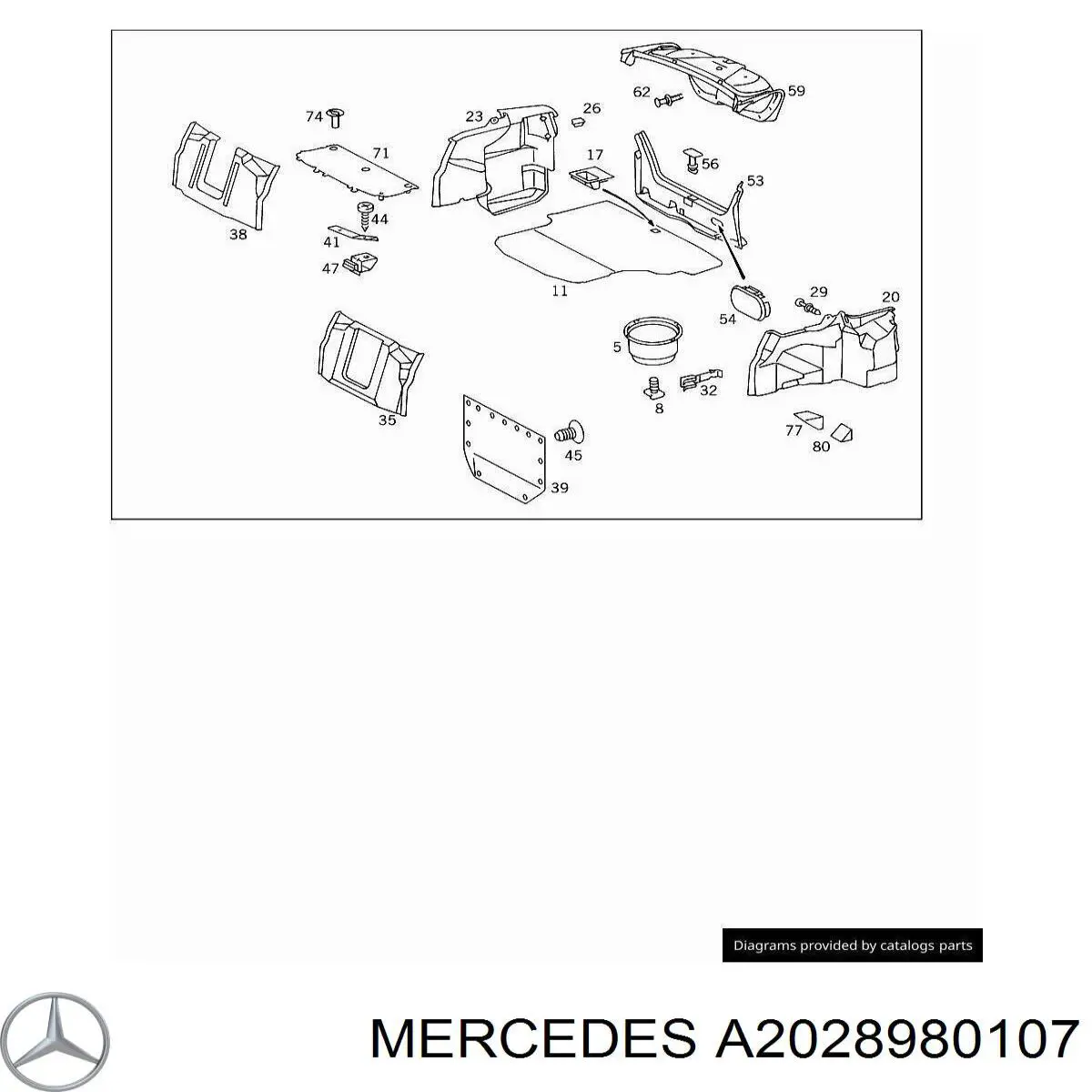 Кріплення запасного колеса Mercedes A2028900007 ціна, від 9.37 USD