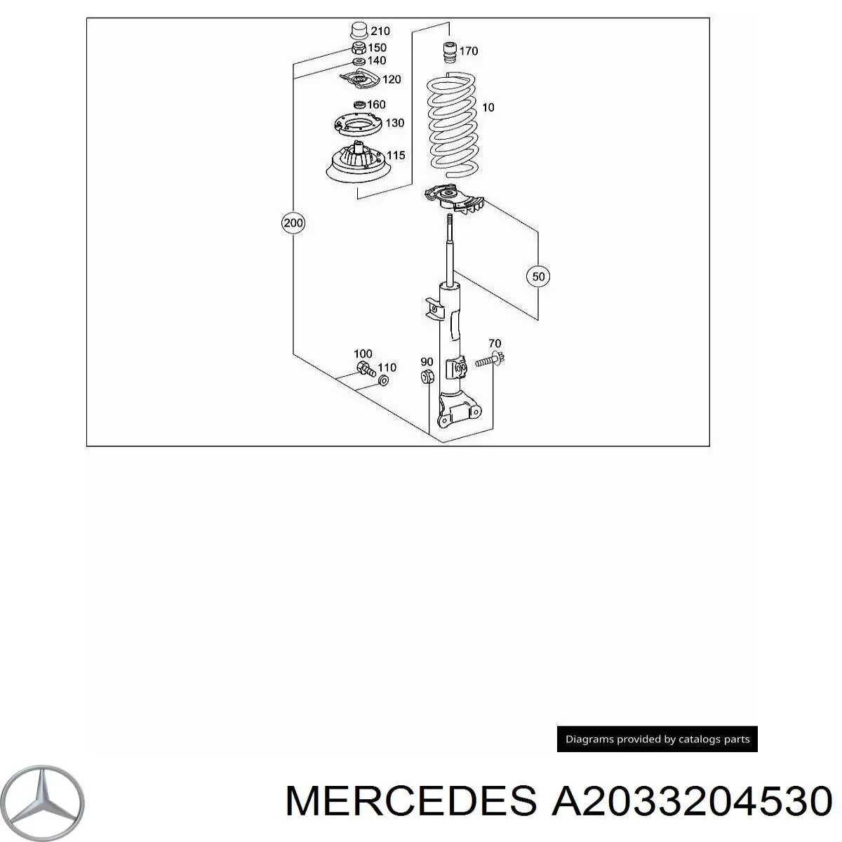 Амортизатор задній, лівий Mercedes A2033204530 ціна, від 46.54 USD
