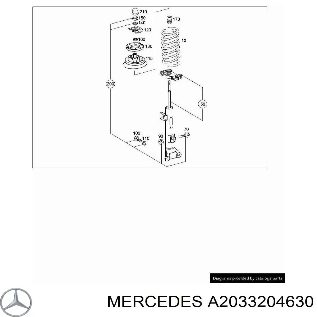 A2033204630 Mercedes амортизатор задній, правий