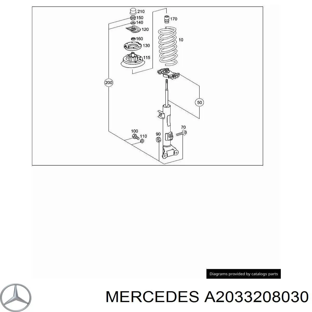 Стойка амортизатора передняя Mercedes A2033208030 ціна, від 173.72 USD