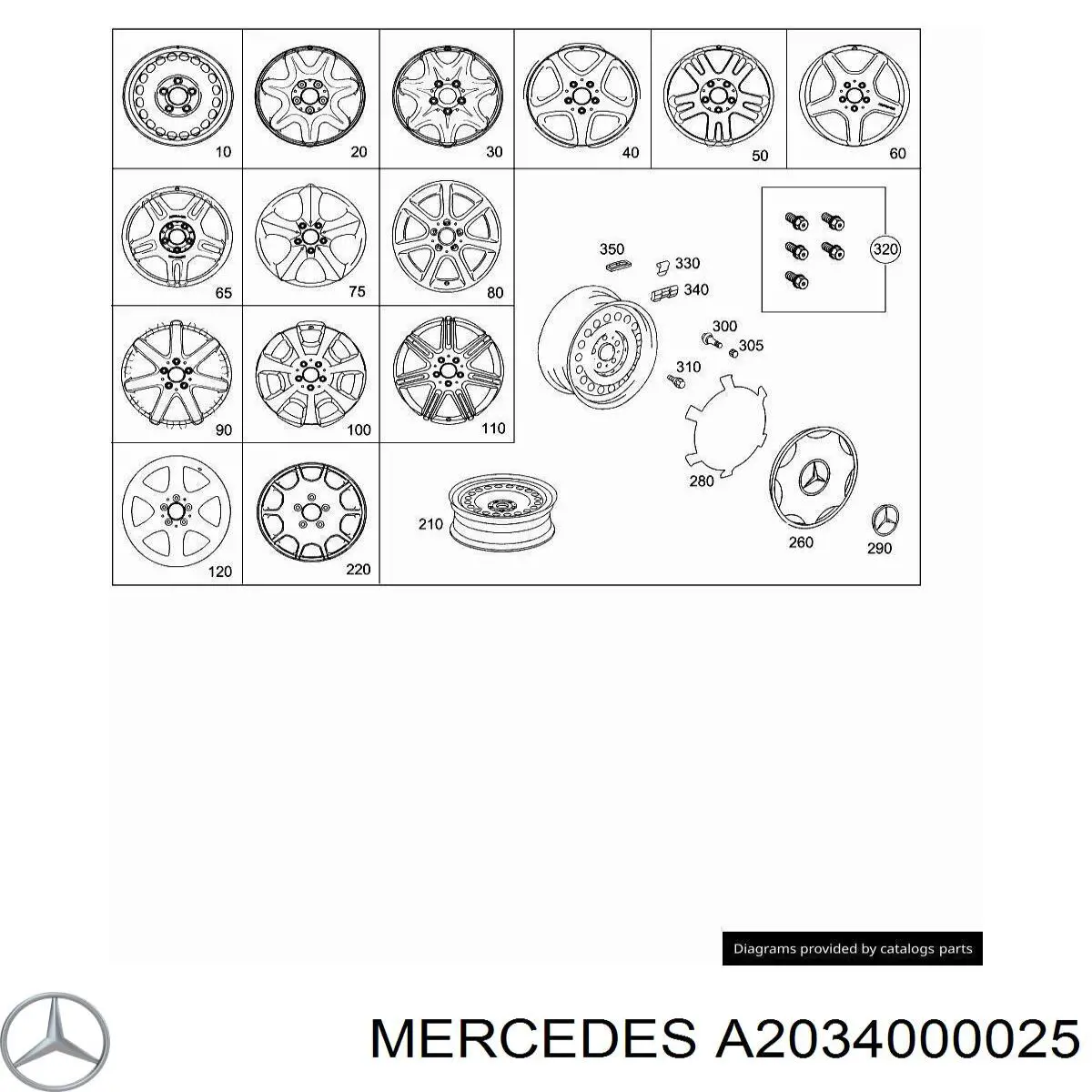Ковпаки на диски Mercedes A2034000025 ціна, від 5.64 USD
