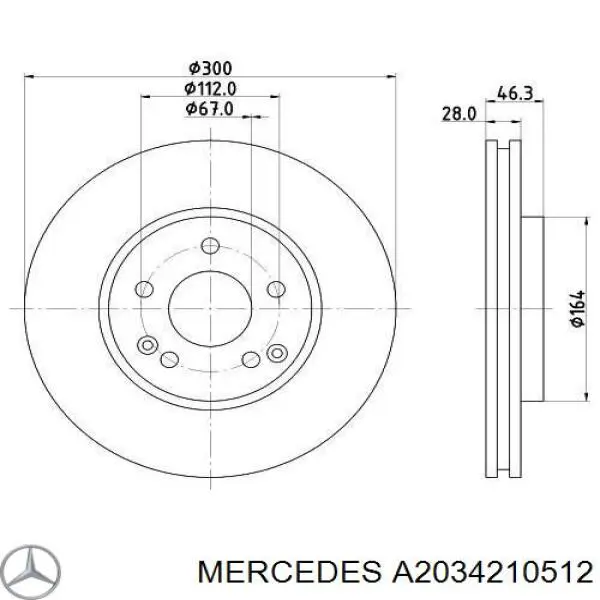Купити A2034210512 Mercedes Ротор гальмівний
