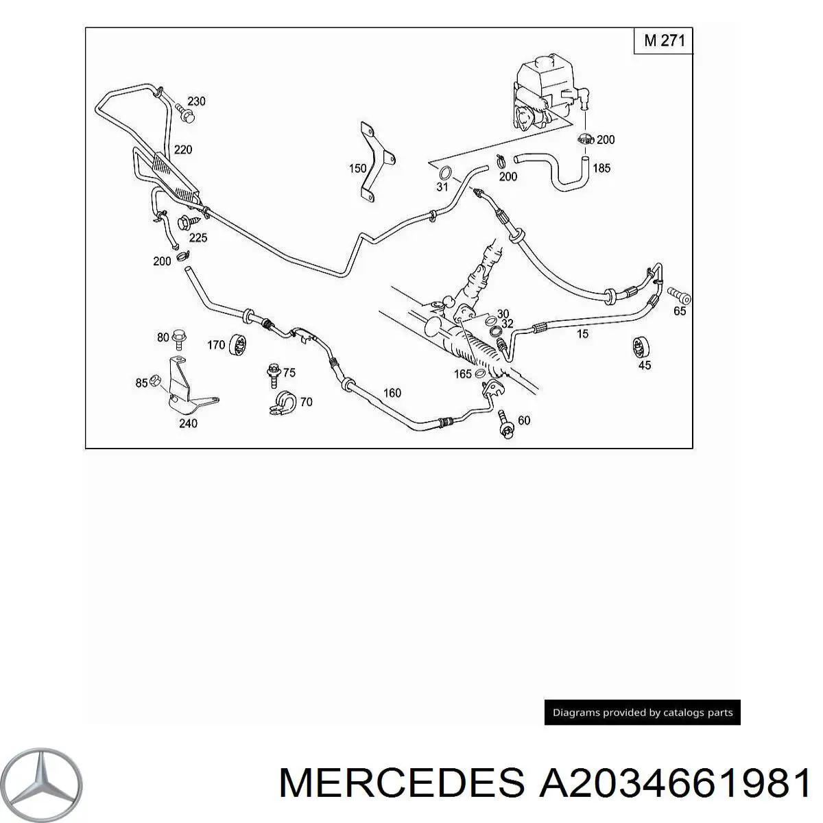 Шланг ГПК, високого тиску гідропідсилювача керма (рейки) на Mercedes CLK-Class (C209)