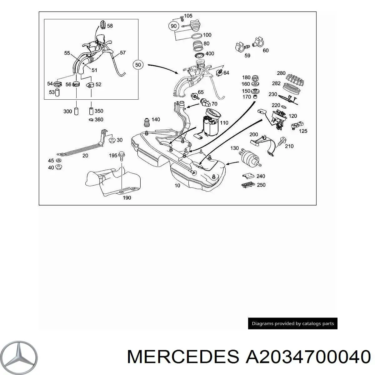 Кронштейн баку паливного 2034700040 Mercedes